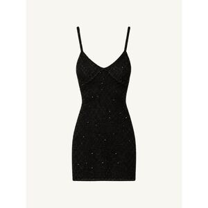 Asta Resort Delilah Mini Dress Black Sequin Knit V-Neck Size M NWT